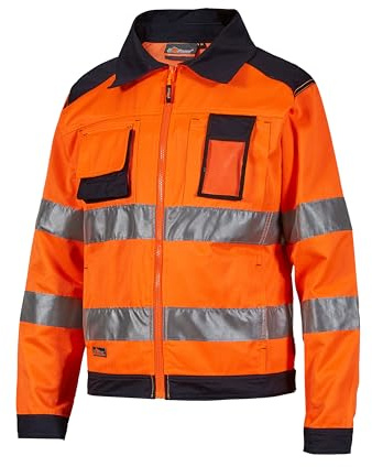 UPOWER Herren Giacca Da Lavoro Con Tasche Multifunzionali Arbeitsjacke mit Multifunktionstaschen Glare Orange Fluo