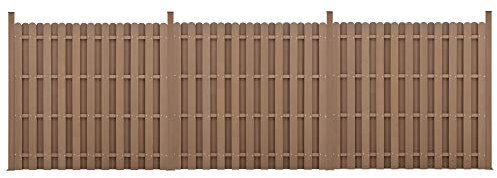 neu.holz WPC Gartenzaun Gerade Ausführung mit Pfosten 185x562cm Braun Sichtschutz Windschutz Lamellenzaun Zaun