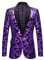 PYJTRL Herrenmode Samt Pailletten Blumenmuster Anzugjacke Blazer (XL, Violett)