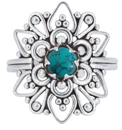 mantraroma Türkis Ring Silber 925 Damen – Cabochon Edelstein Statement Ring, Vintage Design Schmuck