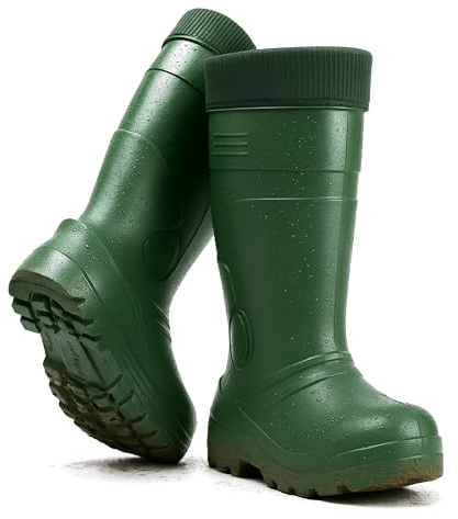 Men’s Thermal Waterproof Wellington Boots - Lightweight EVA Fleece Lined Insulated Wellies - Warm Mens Wellingtons for Fishing, Gardening, Farming, Hunting, and Outdoor Work - Comfortable to -30°C