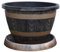 Patio pot with saucer for Plants Wooden Barrel Effect design Made of durable garden plastic 39cm Pot and Saucer by Thompson and Morgan (1)