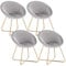 WOLTU Esszimmerstühle 4er Set Küchenstuhl Polsterstuhl Skandinavisch Design Wohnzimmerstuhl Sessel Schminktisch Stuhl, Sitzfläche aus Samt, Goldene Metallbeine, Hellgrau BH217hgr-4