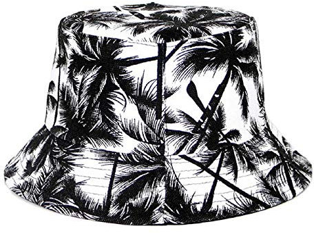 Tuopuda Mujeres Gorros de Pescador con Impresión de Frutas Sombrero de Pescador Reversible Unisex Tapas Cadera Salto Hombres Verano Panamá Tapa Playa Sol Gorra de Pesca(Coco Negro)