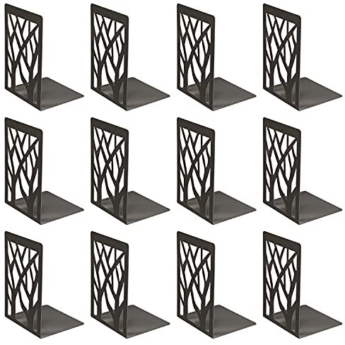 6 Paires Serre-Livre en Métal pour Livres, MSDADA Anti-Rayures Porte-Livres pour Bureau, Ecole et Maison, Séparateurs de Livres, CD, Porte-Dossier pour Bureaux(Noir)