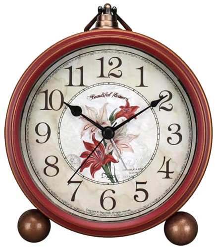 Maxspace Klassische analoge Vintage-Uhr, geräuschlos, Nicht tickend, elegant und dekorativ, mit Metallrahmen im Used-Look, für Büro, Wohnzimmer oder Schlafzimmer