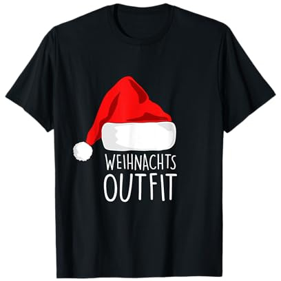 Herren Weihnachtsoutfit Weihnachtsmütze Xmas Deko Outfit Weihnachts Kurzarm T-Shirt