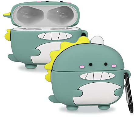 kwmobile Silicone Case Compatible with Huawei FreeBuds Pro Case Cover - Cute Dinosaur Turquoise/White/Yellow