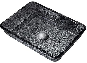 Homelava Lavabo Rectangular Sobre Encimera Negro, Medidas 460 x 330 x 110 mm Lavabo Artístico para Cristal Negro, Proceso de Fundición a Presión （K）