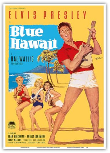 Rolf Goetze c.1961 Filmposter Elvis Presley in Blue Hawaii – Vintage-Filmposter 25,4 x 35,6 cm