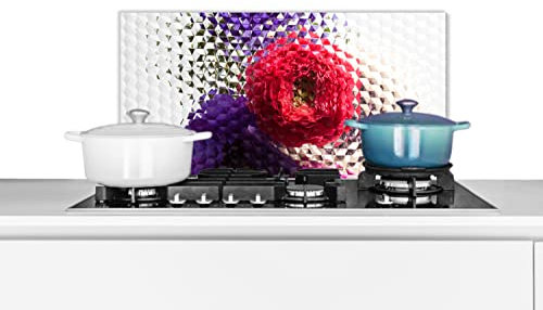 Spritzschutz Küche Küchenrückwand Alu Poster Bilder 70x30 cm Mohn - Blumen - Glas