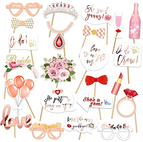 JGA Accessoires Frauen deko - AZWOOD JGA Foto Requisiten Team Bride Photo Booth Hochzeit fotobox Accessoires - Junggesellinnenabschied Frauen deko Accessoires