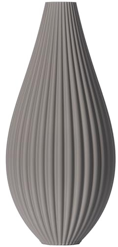 3D Vase Dekovase Sina L 30cm Bodenvase Hellgrau Vase Pampasgras Trockenblumen