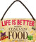 WOGEKA ART Retro Blechschild - Life is better with ITALIAN FOOD - Lustiger Spruch als Geschenkidee zu Geburtstag Weihnachten als Deko Schild 18x12 cm Vintage Metallschild Hängeschild HS918