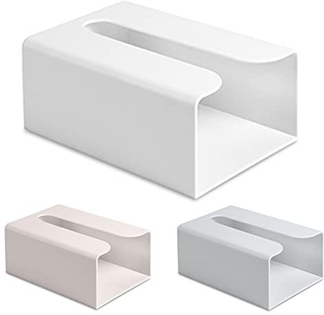 Cubierta de Caja de pañuelos autoadhesiva Montada en la Pared Caja de pañuelos faciales Dispensador de servilletas para Mesa y gabinete de Cocina y Pared, hacia Arriba o hacia Abajo(Blanco)