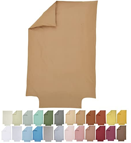 P'tit Basile - Baby Bettbezug 75x120 cm 80x120 cm mit Klappe für Kinderbetten - 100% Bio-Baumwolle - Karamellbraun - Zertifiziert ohne Schadstoffe für Kinderbett 60x120 70x140 cm Babybett Wiege Korb