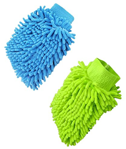SULCMOD 2 Stück Autowaschhandschuhe Mikrofaser Waschhandschuhe Super Absorbent Auto Wash Handschuhe für Auto (zufällige Farbe)