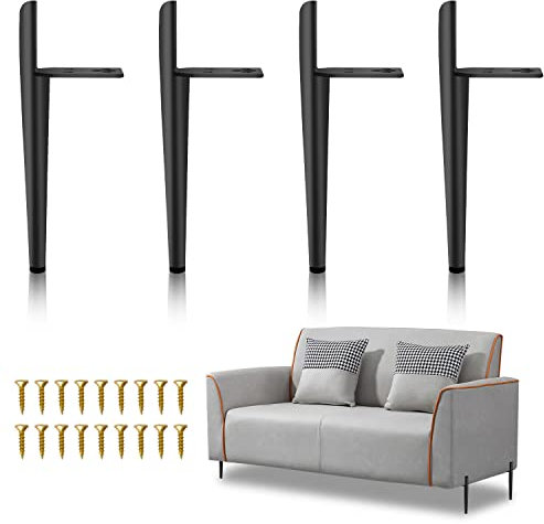 Joparri 4X Metall Schwarz Möbelfüsse, DIY Metall Tischbeine, 13cm Möbel Stützbeine, Ersatz Möbelfüße, DIY Möbel Füße, mit 16 Schrauben, für Sofa, Couchtisch, TV-Schrank, Bett, Möbel
