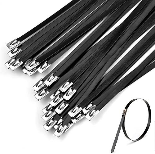 30 Pezzi Fascette Metalliche Autobloccanti, Fascette Acciaio Inox Fascette con Chiusura a Cerniera Rivestite per Nave, Miniera, Petrolio, Elettricità (4.6 * 200mm)