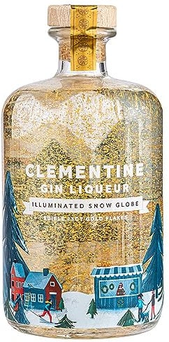 Clementine Gin Likör | Schneekugel-Effekt | mit Beleuchtung | echte Goldflocken | 700ml