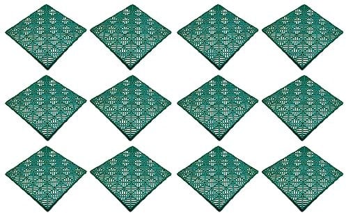 ACAN Tradineur - Pack 12 de Baldosas/Losetas para Exterior - Fabricado en Plástico - Ideal para Piscina, terrazas, jardín - Desmontable y Antideslizante - 30 x 30 cm - Color Verde