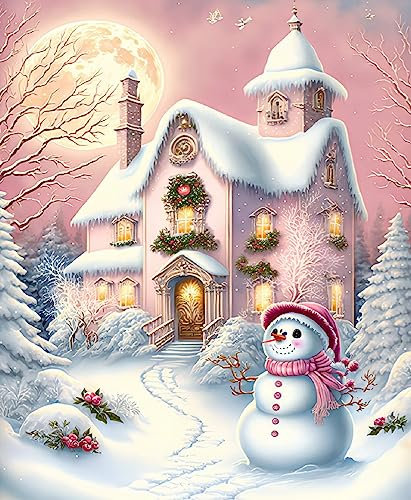 KEEMOSO Peinture par Numero Adulte Enfant,Kits de Peinture et D'artisanat pour Débutants,sans Cadre 40X50CM Chalet de Glace de Noël