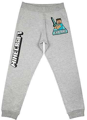 Minecraft Jungen Jogginghose Hose Joggers (Grau, 152)