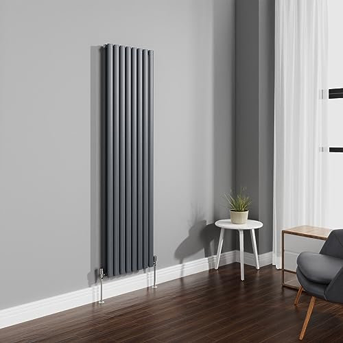 NRG 1800x472mm Anthracite Radiator Vertical Oval Panel Bathroom Designer Double Rad Central Heating
