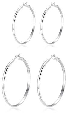 925 Sterling Silber Creolen Ohrringe - Dünne Große Hypoallergene Creolen für Damen