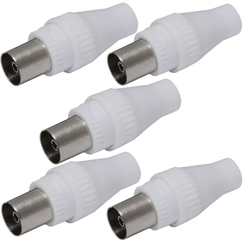 AERZETIX – C68973 - Lot de 5 fiche/prise/connecteur d'antenne RF femelle droit TV pour câbles coaxiaux - SAT adaptateur télé coupleur