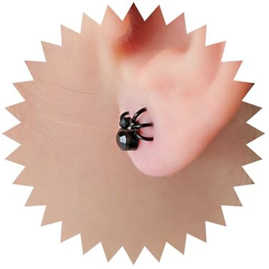 Inateannal Punk Spinne Ohrstecker Schwarze Spinne Ohrringe Schwarzer Onyx Kleine Spinne Ohrringe Gothic Horror Spinne Tier Ohrringe Schmuck Für Frauen Und Mädchen
