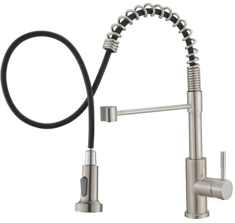 TIMACO Wasserhahn Küche, Hochdruck-Küchenarmatur mit herausziehbarer Brause,Küchenarmaturen Mischbatterie Spültischarmatur(Neueste amerikanische Designs)