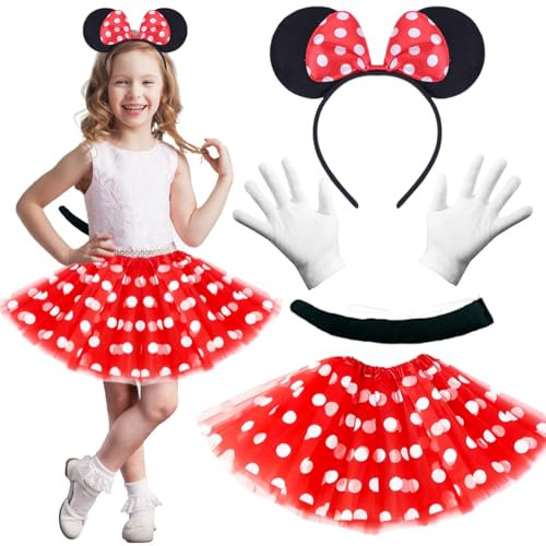 MQIAN Mausohren-Haarreif für Kinder, Rot, Headband, Kinder Mädchen, Karneval, Halloween, Cosplay-Party, Maskerade, Abschlussball, Weihnachten