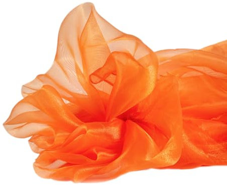 Wambere 3m x 150cm Organza Stoffe zum Nähen Meterware Organzastoff Dekostoff Bekleidungsstoffe für DIY Kunsthandwerk Basteln Vorhänge Tischdecken Hochzeit Party Kleidungsdekoration,Orange