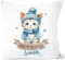 SpecialMe® Kissen-Bezug Weihnachten Tier-Motive personalisiert mit Namen Namenskissen Geschenk für Jungen und Mädchen Baby Katze 3 weiß Standard