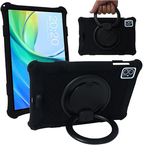 Ytaland - Custodia per tablet TECLAST M50 Pro/TECLAST M50/TECLAST M50HD da 10 pollici, supporto a 360°, in silicone morbido, sottile, antiurto, colore: Nero