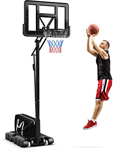 LIFEZEAL Panier de Basket-Ball sur Pied Hauteur Réglable 245-305cm, Panier de Basket à roulettes Portable, Support de Basket avec Panneau Arrière Solide, Intérieure & Extérieure