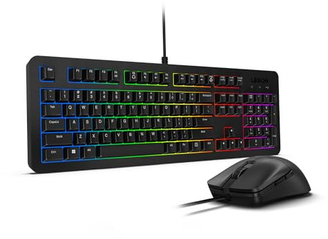 Lenovo Legion KM310 RGB Wired Gaming Keyboard & Mouse Combo - K310 Keyboard w/Silent Operation & Compact Water-Resistant Design - M300S Mouse with 8000 Adjustable DPI, 220 IPS, 6 Programmable Buttons