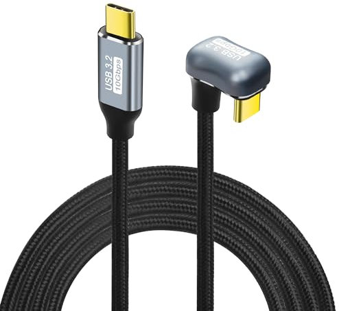 GELRHONR U-förmiger USB C Schnellladekabel, 180 Grad USB 3,2 Gen2 Kabel, Typ-C Stecker zu Stecker PD100W Ladekabel, 10Gbps,4K@60Hz, für Laptop, VR, Telefone, i/Pro Max (2M/6.5Ft)