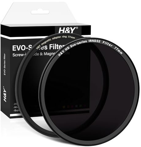 H&Y Filtro ND da 77 mm IRND32 ND Filtro a densità neutra 5 stop Obiettivo della fotocamera Filtro ND a vite e filtro magnetico 2 in 1 con anello adattatore magnetico, serie EVO
