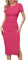 Missufe T Shirt Freizeitkleid Enges Sommerkleid Damen Midikleid Bodycon mit Schlitz Bleistiftkleid Kurzarm Figurbetontes Gerafftes Kleider (Rosarot, S)