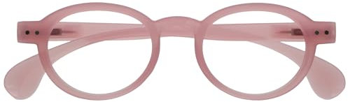OPULIZE OCA Occhiali da lettura - Montatura Moderna Retró Rotonda - Rosa Brillante Trasparente - Uomini Donne - Cerniere a molla - R54-4 - +1.50