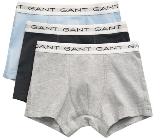 GANT Boy's TRUNK 3-PACK Boxer Shorts, LIGHT GREY MELANGE,