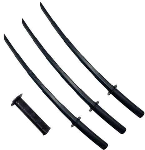 BORFUE 3pcs 3D Printed Gravity Retractable Samurai Sword Samurai Cosplay Model Toys Knife Telescopic Sword Creative Decompression Tricky Toy Black