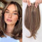EMMOR 14 Zoll Sandiges Braun & Honigblond Haar Toppers für Frauen Synthetisches Haar Toppers Hair Pieces Schweizer Basis mit 3 Clips in Wiglets Toppershaarteil