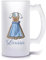 Bierkrug mit Name personalisiert | Dirndl | Glasbierkrug individuell bedruckt | Biergeschenk für Frauen zum Geburtstag Bayern Tracht Oktoberfest-Dekoration Wiesn Party Geburtstag Weihnachten