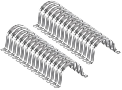 sourcing map 30pcs 3 Inch 75mm Conduit Clamps, M75 U Tube Pipe Clamp, Stainless Steel Rigid Pipe Strap, U Shaped Bracket with Two Hole for Pipe Tube Hose Wire Cord Fixing