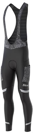 SIKMA Salopette da ciclismo da uomo, invernali, termiche, riflettenti, con tasche, ideali per ciclismo invernale, nero/grigio, Taglia unica