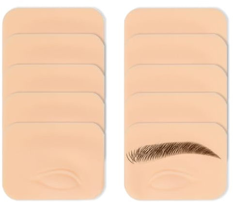 MKNZOME 10 Piezas de Pieles de Práctica de Cejas, Maquillaje Permanente 3D de Silicona, Suministros de Microblading, Kit de Piel de Práctica de Tatuaje Sin Tinta para Principiantes y Artistas