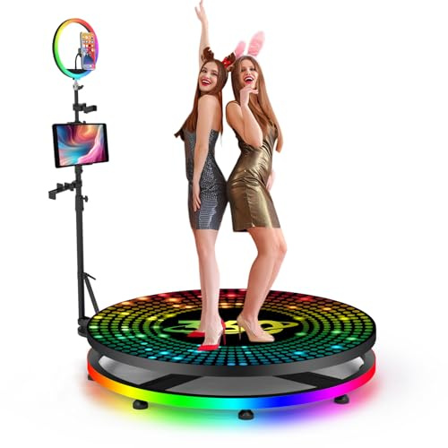 360 Photo Booth Machine/360-Grad-Fotokabinen-Maschine mit Flugkoffer,360 Grad automatisch drehend,tragbare Selfie Spinner Kamera kostenloses individuelles Logo(68cm)